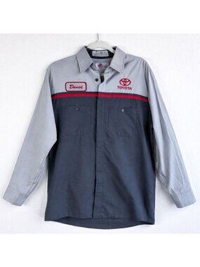 Toyota Red Kap Work Shirt Daniel Mechanic Uniform Gray Medium Workwear